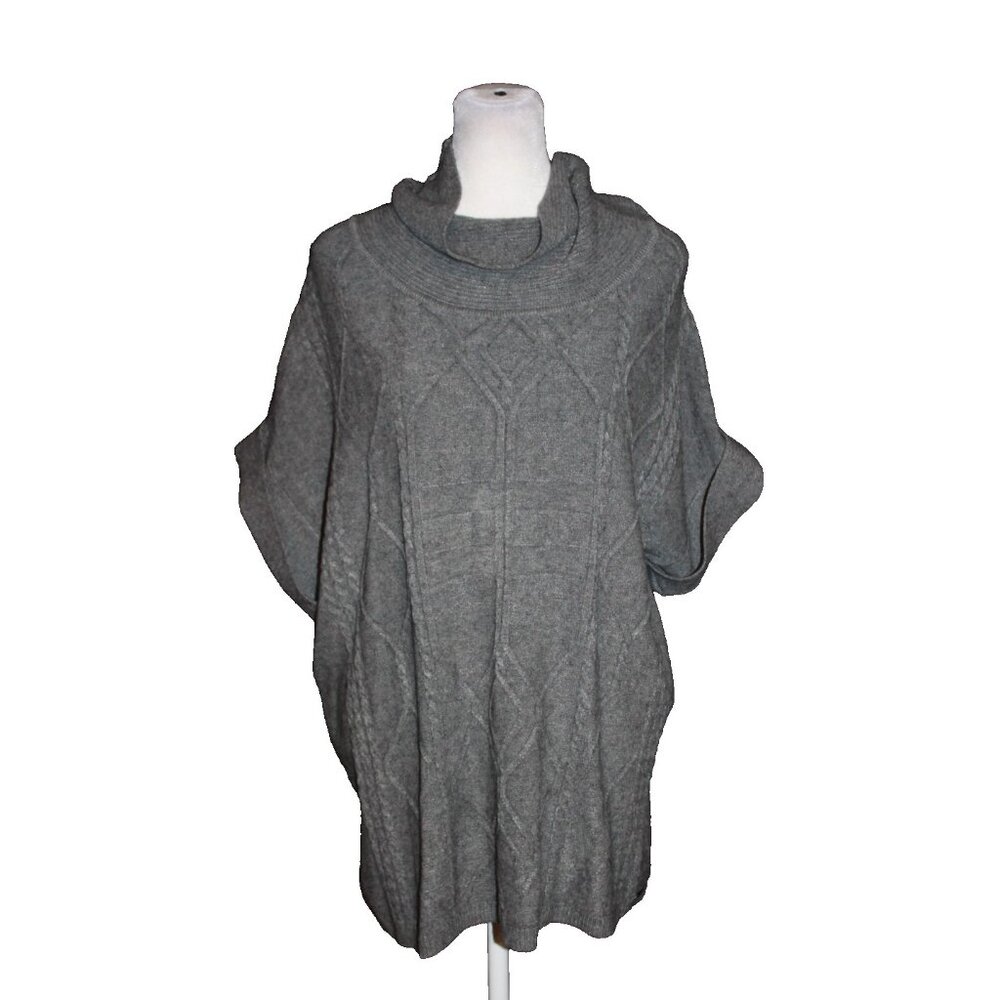 Picadilly Canada Cowl Neck Women's Sweater Size L Short Sleeve Gray Cowl Neck